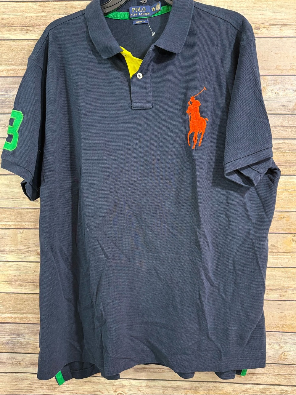 Polo Ralph Lauren Big Pony Shirt Mens size XXL Navy Blue Orange Green #3 Custom